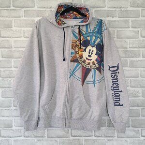 Disneyland Resort Mickey Mouse Compass Full Zip Hoodie Mens Medium